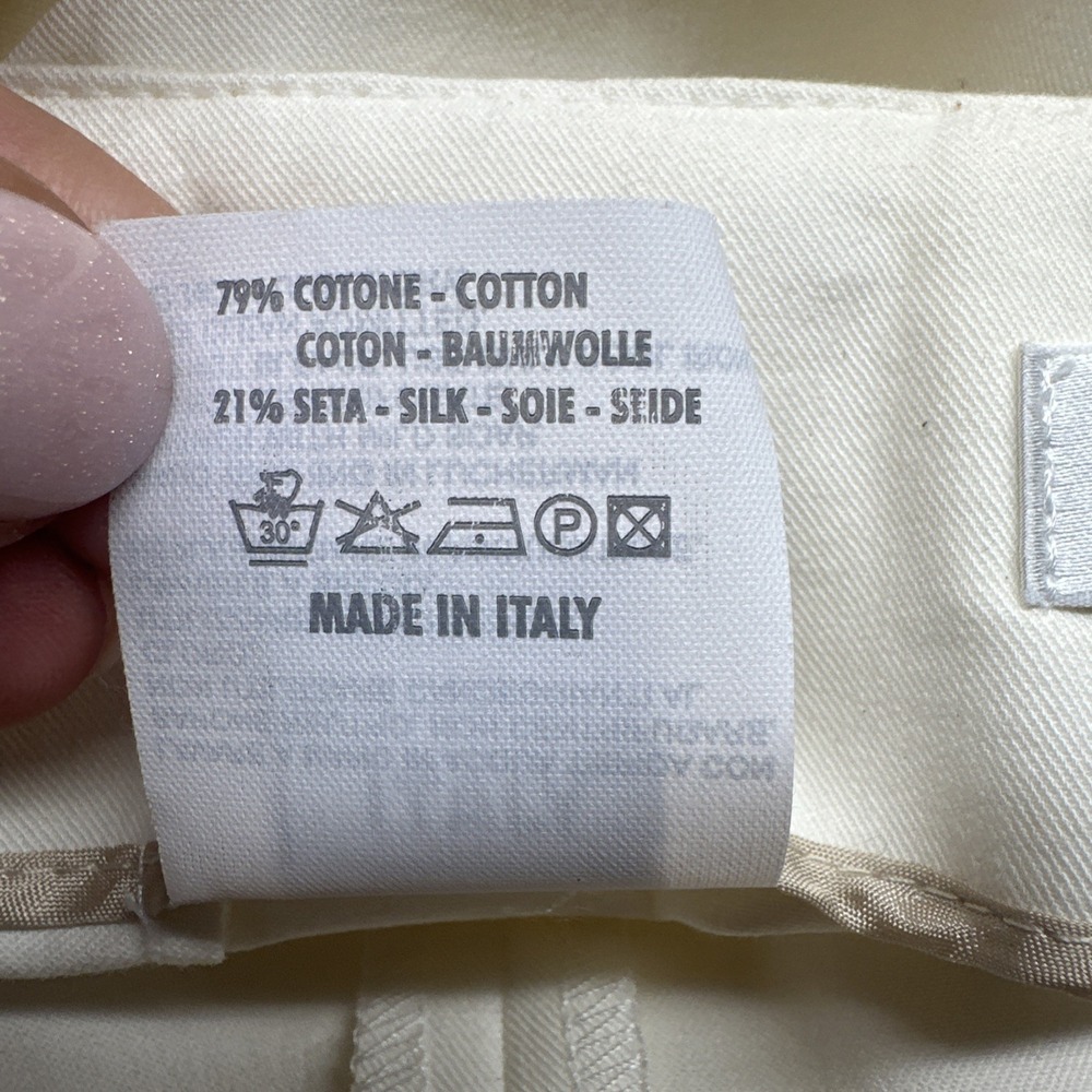NWT Gunex Cotton Silk Slim Tapered Pants Women's Size 10 Cream Old Money Italy - Picture 11 of 11